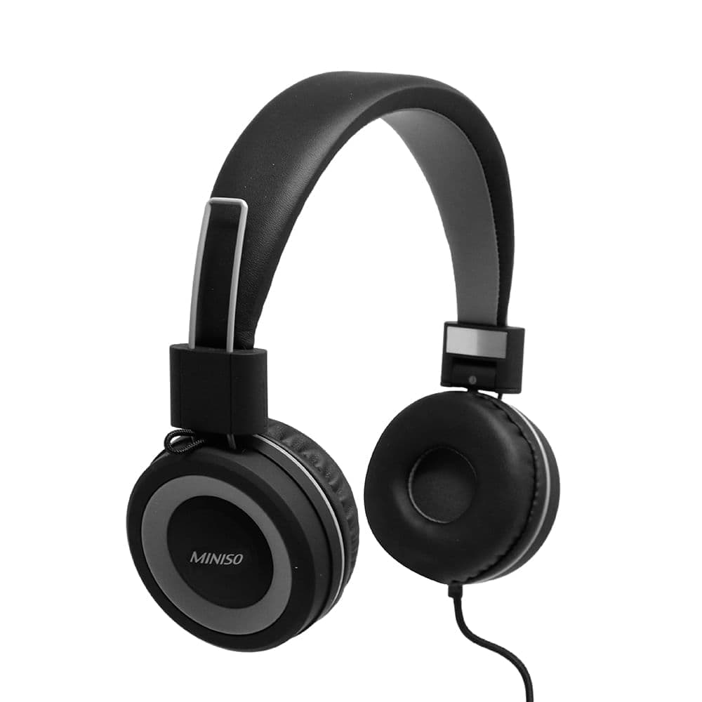 Audífonos de Diadema de Cable Gris y Negro